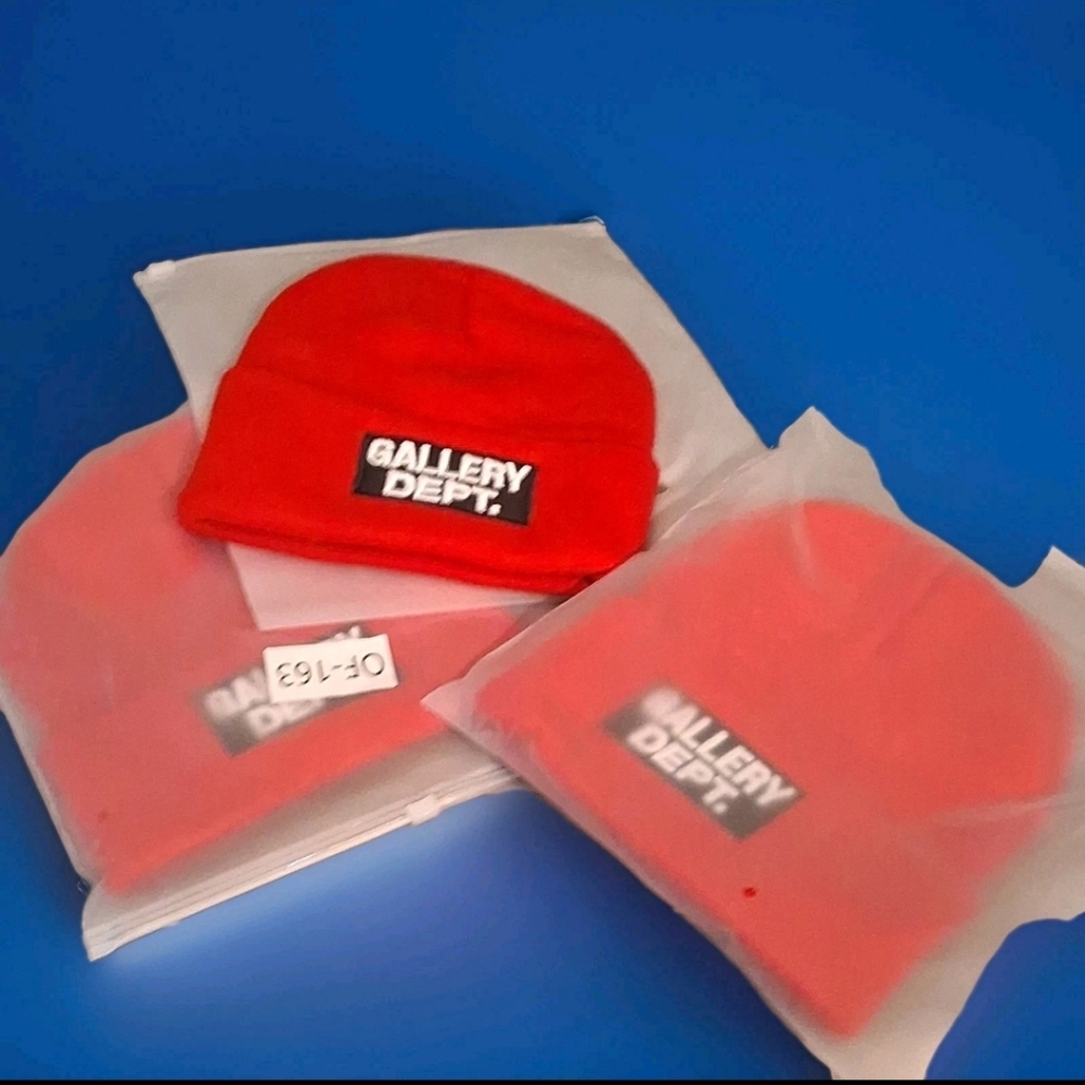 Gallery Dept Red Knit Beanie with Logo Patch